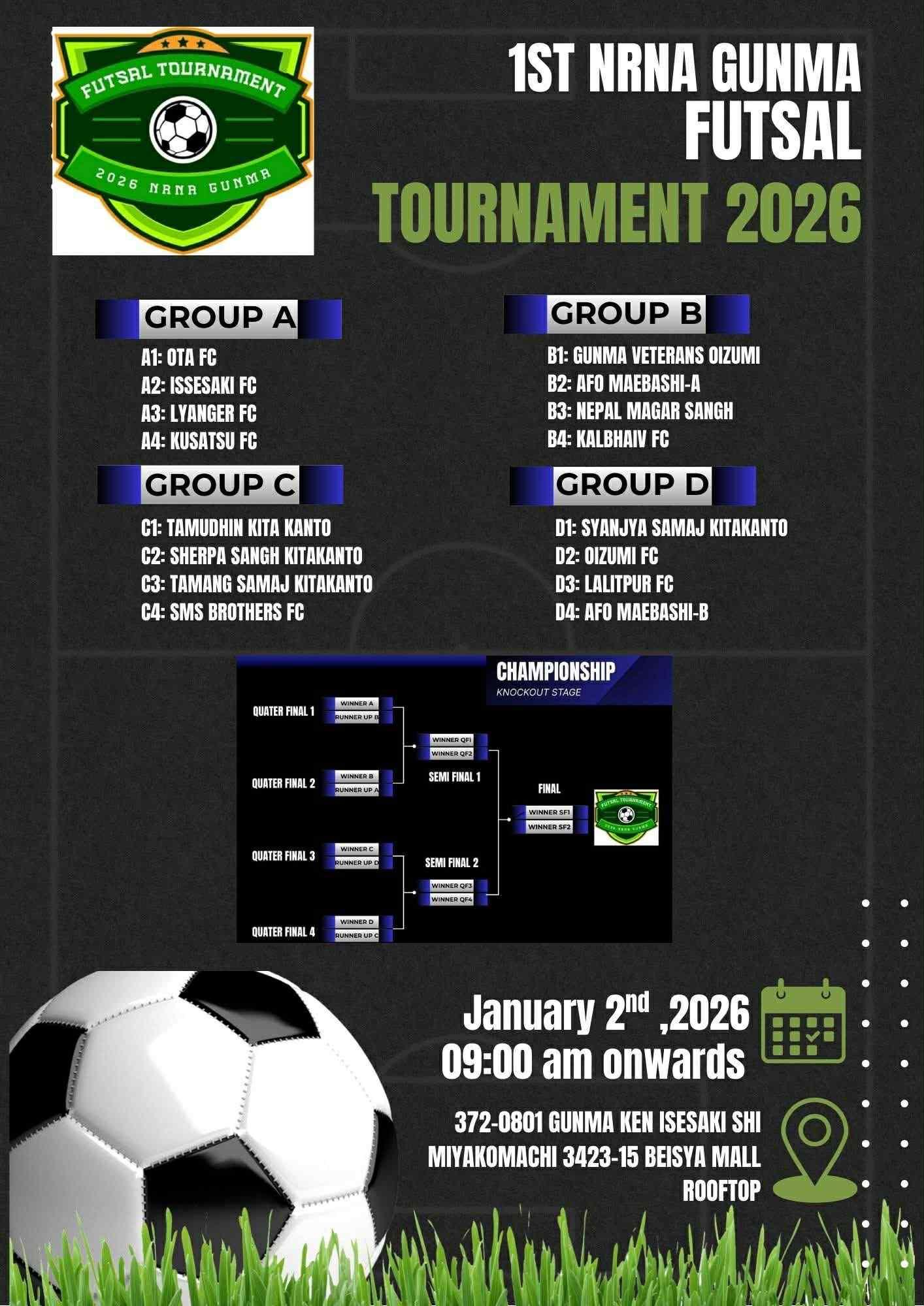 NRNA Gunma 1st Friendly Futsal Tournament 2026
